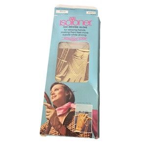 NOS Vtg Aris Isotoner 500 Women’s Driving Gloves 23092 Bone Stretch ISO-Massage